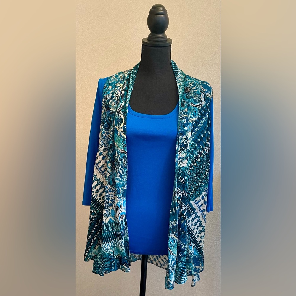Chico’s  Blue T-Shirt & Tunic Vest